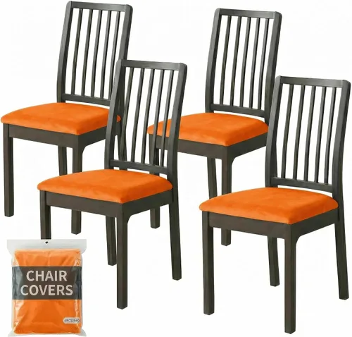 Vista 16 de Deisy Dee Fundas de asiento de terciopelo para sillas de comedor, juego de fundas para sillas de comedor (4, azul bebé)