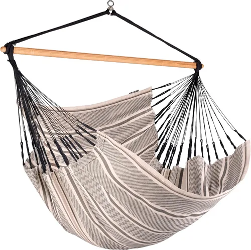 Vista 31 de LA SIESTA® - Silla Hamaca Grande y Cómoda de Algodón Habana & CasaMount - Silla Colgante con Kit de Suspensión para Paredes, Techos y Vigas Café