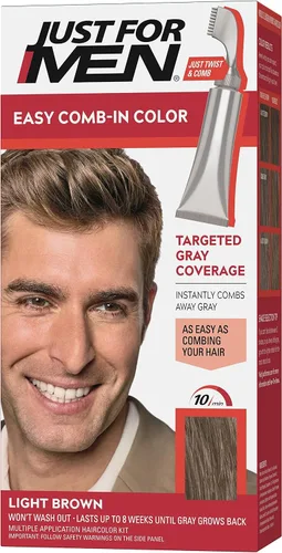 Vista 12 de Solo para hombres Auto Stop, tintura química para el cabello, 1, Dark Blond and Light Brown Easy Comb-In Color dark blond patented no-mix formula