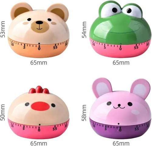 Vista 2 de Divertidos temporizadores mecánicos de animales, 60 minutos, dispositivo de cocina, temporizador de cocina, reloj con alarma fuerte, contadores
