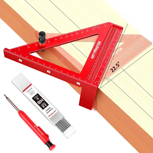 Vista 9 de Regla Cuadrada de Medición Multi-Ángulo 3D Mini de 3.8", WT102A Herramientas de Carpintería de Alta Precisión para Marcado de Agujeros en Trabajos