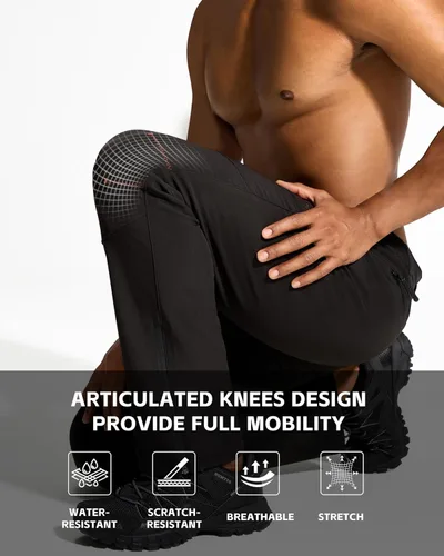 Vista 3 de Pantalones de senderismo para hombre, para nieve, esquí, senderismo, invierno, forro polar, impermeable, aislante, cremallera, pierna inferior
