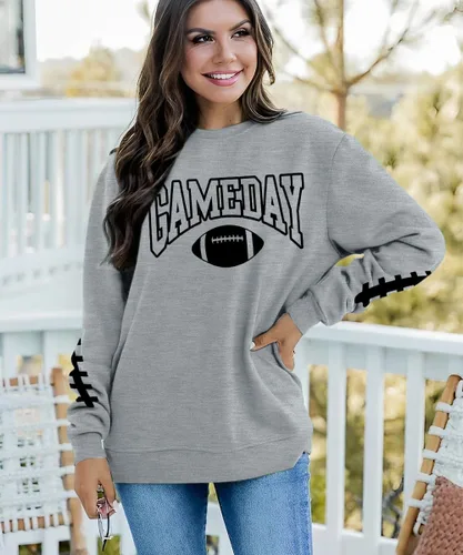 Vista 2 de FAYALEQ Football Gameday - Sudadera para mujer, camiseta de fútbol para mamá, camisetas para amantes del fútbol, camisetas gráficas de manga larga