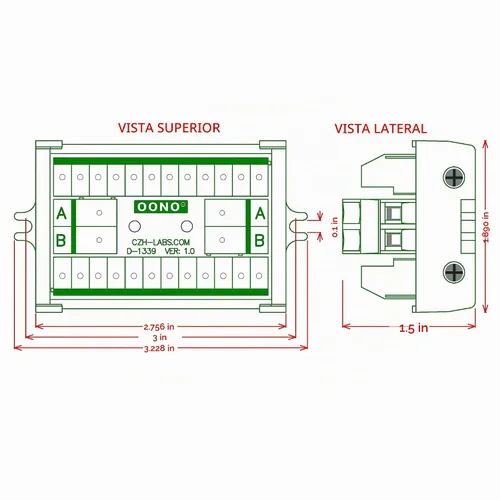 Vista 4 de OONO Montaje a tornillo 30A/300V 2x12 Posición Bloque de terminales Módulo de distribución.