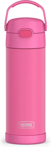 Vista 48 de THERMOS FUNTAINER Botella de acero inoxidable con aislamiento al vacío de 16 onzas con tapa ancha de canalón, Rosa Neón