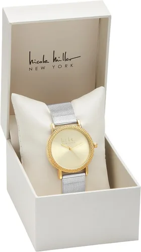 Vista 5 de Nicole Miller Reloj de pulsera para mujer, contemporáneo, informal, con correa de malla, movimiento de cuarzo, para mujer