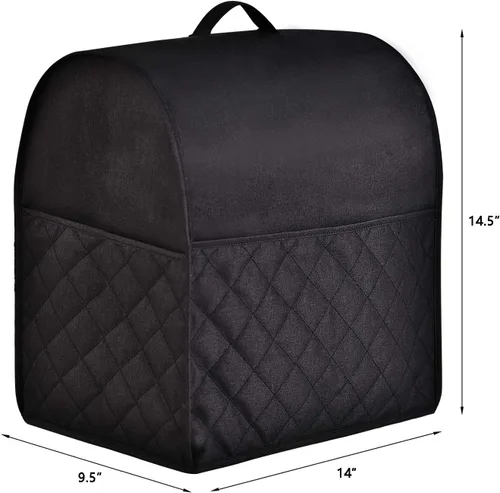 Vista 4 de Funda a prueba de polvo para batidora de pie de KitchenAid, con múltiples bolsillos para varios accesorios de electrodomésticos de cocina, Negro