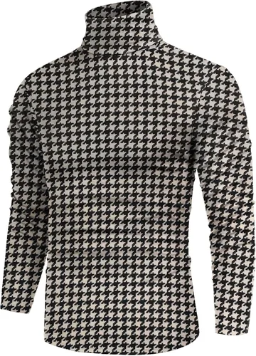 Vista 23 de Poriff - Suéter de cuello de tortuga térmico, de punto, liviano, casual, con corte entallado, para hombre Albaricoque
