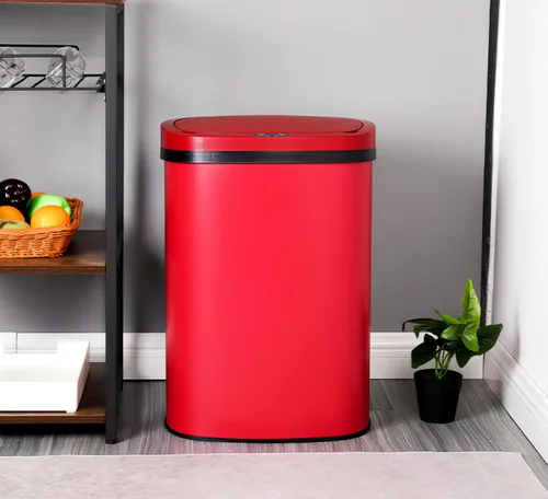 Vista 6 de HHS Basurero de acero inoxidable de 13 galones con tapa, sin contacto, de metal, para cocina, baño, dormitorio, cocina y oficina (5 litros)