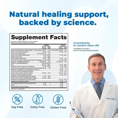 Vista 6 de VitaMedica Fórmula de apoyo clínico - Apoya la cicatrización de heridas y moretones - Suplemento multivitamínico esencial para recuperación