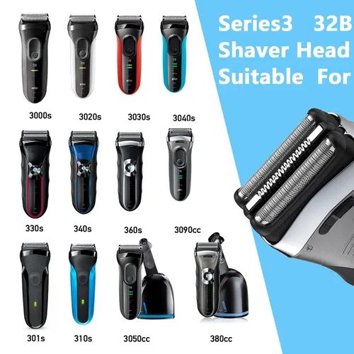 Vista 4 de Afeitadora de cabeza 32B para cabezal de repuesto S3, accesorios de pieza para la serie 3, cabezal de repuesto compatible con 3010s 320 330 340