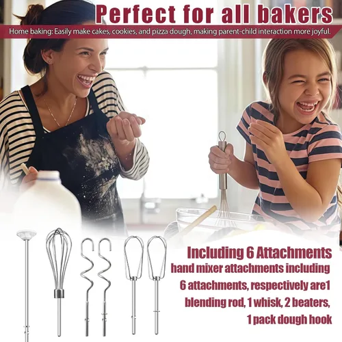Vista 7 de Accesorios de batidor para batidora de mano para Kitchenaid, batidor, ganchos para amasar y varilla para mezclar líquidos, accesorios de acero