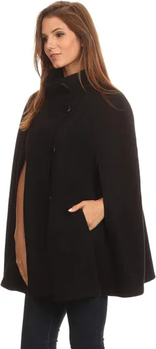 Vista 2 de BYOS - Poncho de forro polar suave a cuadros de gran tamaño para mujer