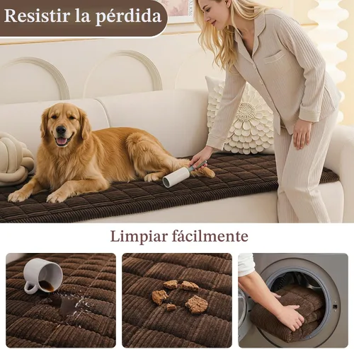Vista 4 de MEETSKY Funda de sofá lavable para perros, fundas de sofá para sofá de 2 cojines, protector de sofá biplaza antideslizante, apto para mascotas