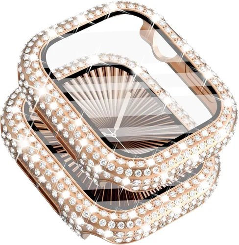 Vista 56 de Surace - Carcasa de 1.49 pulgadas compatible con Apple Watch con protector de pantalla, caja protectora general con diseño de diamantes brillantes