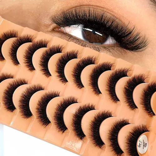 Vista 13 de 10 pares de pestañas postizas de visón 3D, hechas a mano, pestañas largas y finas, pestañas naturales para maquillaje de ojos (3-6)