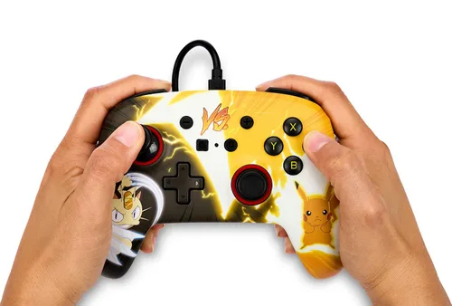 Vista 2 de PowerA Enhanced Wired Controller for Nintendo Switch - Pokémon Pikachu vs. Meowth