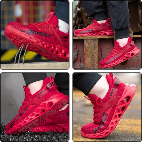 Vista 70 de Furuian - Tenis con punta de acero para hombres y mujeres, zapatos de seguridad ligeros, cómodos, a prueba de pinchazos, zapatos de trabajo