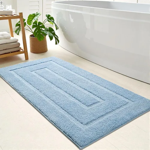 Vista 15 de HOMORE Alfombra de baño negra de 24 x 17 pulgadas, suave y absorbente, alfombra de baño pequeña, alfombra de baño lavable antideslizante para bañera