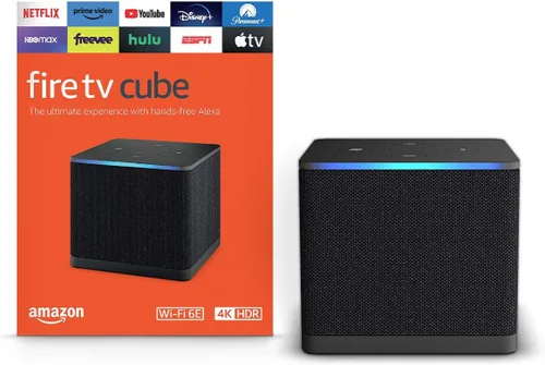 Vista 2 de Amazon Fire TV Cube, con búsqueda de Fire TV con IA, Dispositivo de streaming controlado por voz con Alexa, Wi-Fi 6E y 4K Ultra HD