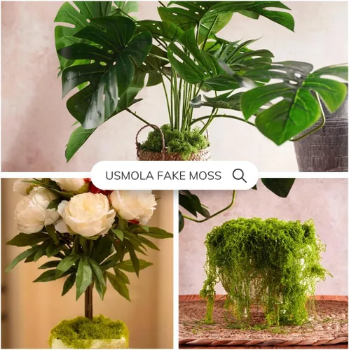 Vista 9 de USMOLA Musgo falso de 3.5 onzas para plantas de interior, musgo artificial para centros de mesa, jardines de hadas, terrarios, césped sintético