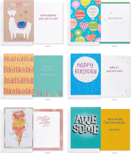 Vista 4 de American Greetings Surtido de tarjetas para todas las ocasiones, cumpleaños, gracias, pensando en ti, felicitaciones y más (40 unidades)