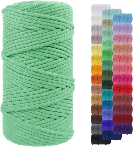 Vista 102 de Cordón de macramé de 0.079 pulgadas, cuerda de algodón natural de 109 yardas, hilo de cuerda de macramé para manualidades, ganchos de pared