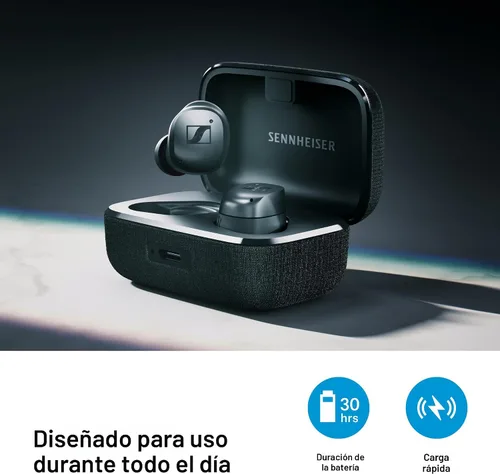 Vista 6 de Sennheiser Momentum True Wireless 4 - Auriculares inteligentes con Bluetooth 5.4, sonido cristalino, diseño cómodo, duración de la batería de 30