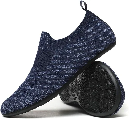 Vista 7 de QZKDM - Pantuflas ligeras antideslizantes para casa, para ponerse sin ayuda, para caminar descalzo, para ejercicio en casa y yoga, para hombres