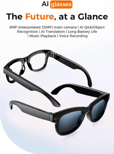 Vista 3 de Lentes inteligentes AI con cámara HD de 8 MP, grabación de video continua de 1200P, traducción de voz en tiempo real (más de 100 idiomas)