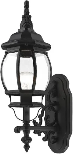 Vista 4 de Livex Lighting 7520-04 - Farol de pared para exteriores con pantallas de vidrio biselado transparente, negro, 21 x 7 x 21 pulgadas
