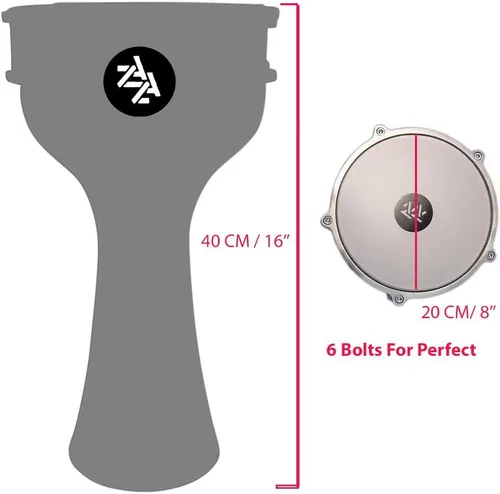 Vista 5 de Darbuka de aluminio de 16 '' de longitud, tambor Doumbek turco de cabeza sintética sintonizable de 8 pulgadas (negro)