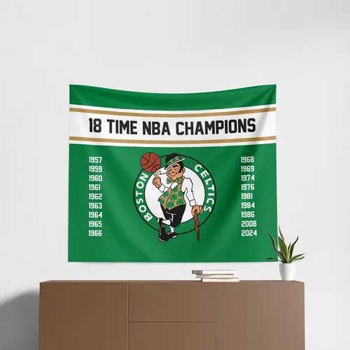 Vista 5 de Northwest 2024 NBA Champions Boston Celtics - Tapiz para colgar en la pared, 34 x 40 pulgadas, tela de poliéster tejida, arte decorativo