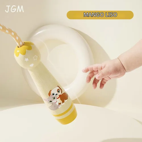 Vista 3 de Cuerda de saltar para niños, cuerda de saltar trenzada de algodón ajustable con mango de madera para niños pequeños, fitness, entrenamiento Gato