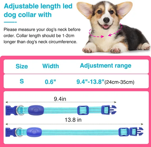 Vista 4 de Collar de Perro Iluminado para la Noche, Collar de Perro LED Ajustable, Recargable Impermeable, Luces de Perro para Caminar por la Noche, Brilla
