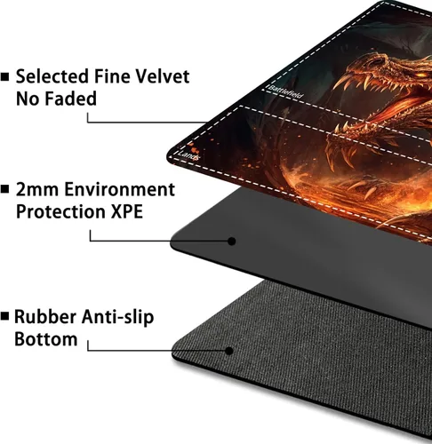 Vista 3 de Tapete de juego para MTG Card Playmat con zona, tapete de juego para MTG TCG de 24 x 14 pulgadas, tapete de juego antideslizante para tablero