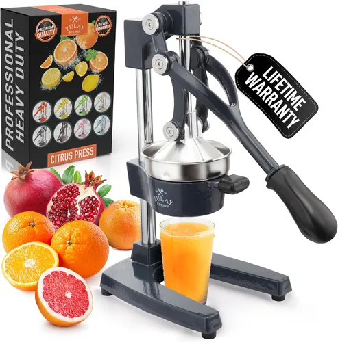 Vista 27 de Zulay Kitchen Exprimidor de hierro fundido, exprimidor manual resistente con coladores desmontables para una fácil limpieza, prensa de jugo