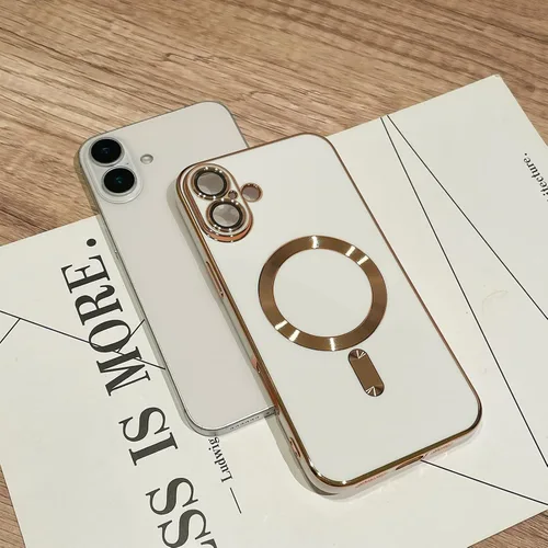 Vista 20 de OOK Magnatic - Funda para iPhone 11 Pro Max [compatible con MagSafe] protector completo de lente de cámara con borde electrochapado dorado, TPU