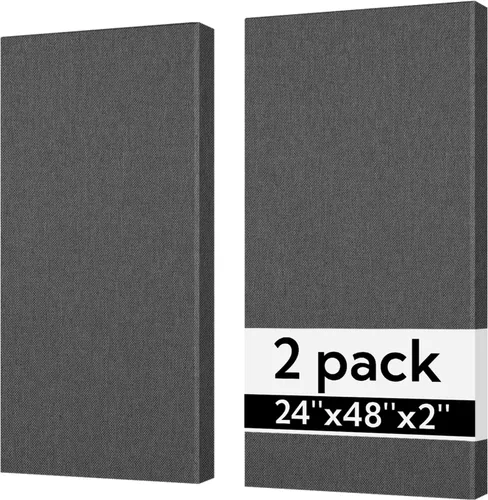 Vista 11 de Olanglab Paneles Acústicos Absorbentes de Sonido para Pared, Paquete de 2, Paneles de Amortiguación de Sonido de Fibra de Vidrio de 2'' 24''x48