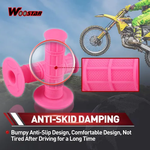 Vista 3 de WOOSTAR Empuñaduras de mango de acelerador estándar de 0.866 in de 7/8" YL-E033-131-143 Rosa