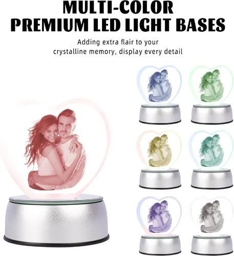 Vista 3 de Foto de cristal 3D, regalos románticos personalizados para mujeres, esposa, hombres, mamá, padre, ella, él, papá, parejas, vidrio óptico grabado