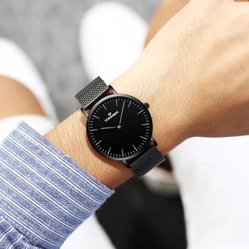Vista 5 de RUIWATCHWORLD Men's Analog Quartz Watch Men Ultra-Thin Dial Watches Stainless Steel Waterproof Fashion Wrist Watch