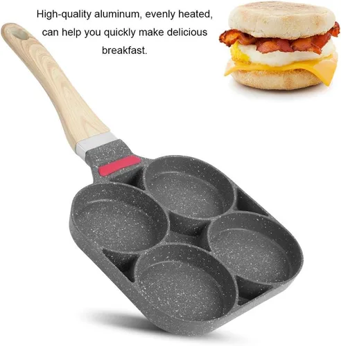 Vista 5 de Sartén de cocina para panqueques de desayuno, sartén de aluminio para hamburguesa de huevo con mango para uso en cocina