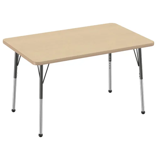 Vista 31 de FDP - Mesa rectangular para actividades escolares y de oficina (24 x 36 pulgadas), patas estándar con deslizadores giratorios, altura ajustable
