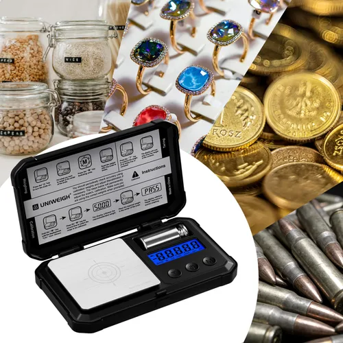 Vista 8 de UNIWEIGH Escala de miligramo 1.76 oz/0.00 oz de alta precisión mg Escala Digital jewelry scale LCD/Tare,6 units,Micro gram scale for