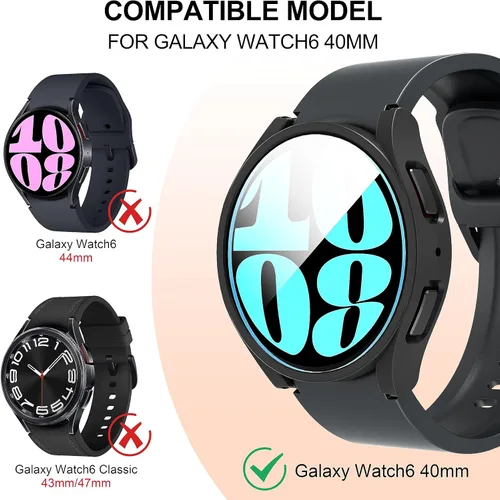 Vista 2 de Suoman Paquete de 4 + 4 fundas para Samsung Galaxy Watch 6 Classic de 1.575 pulgadas, protector de pantalla HD, cubierta protectora mate