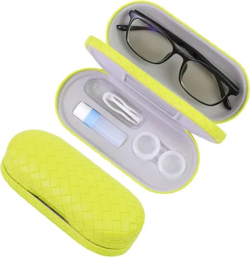 Vista 17 de Estuche 2 en 1 para Lentes de Contacto y Anteojos para Mujeres, Hombres y Niños, Estuche Duro Portátil de Doble Cara para Anteojos de Viaje
