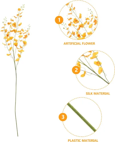 Vista 6 de ORFOFE Artificial Real Touch Oncidium Flor Falsa Decoración Casa Jarrón Decorativo DIY Accesorio