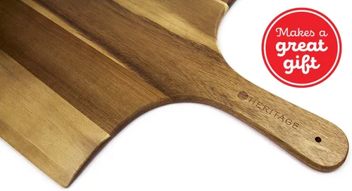 Vista 2 de Heritage tablas de madera de acacia para pizza casera, quesos y más – 22 x 14 pulgadas.