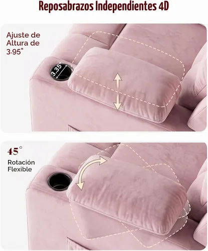 Vista 6 de Silla reclinable giratoria eléctrica con reposabrazos ajustables